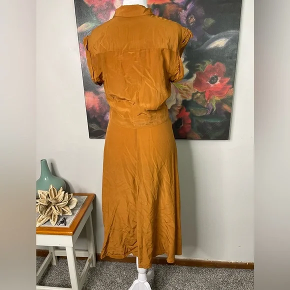 Broadway and Broome Madewell silk Midi Fit & Flare Dress 4 Career Minimalist - Picture 7 of 12